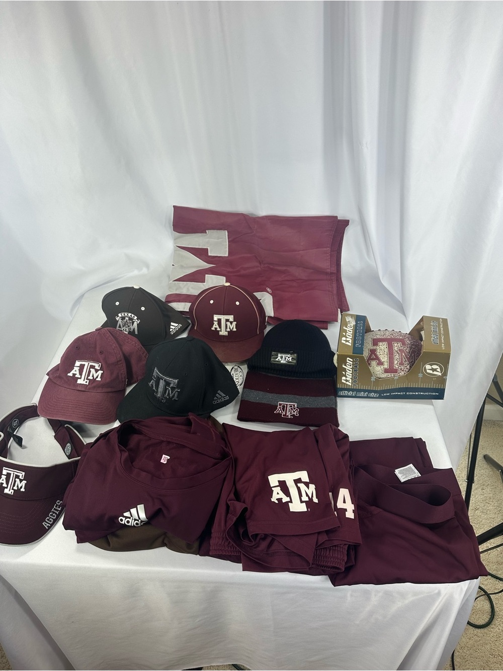 Texas A&M Aggies Adidas Clothing & Gear Bundle XL Shirts, Hats, Football & Flag